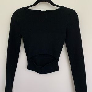 Babaton crop knit long sleeve with cut out